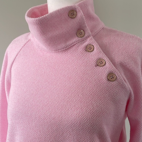 Candy pink button neck top - sweatshirt- small - Picture 2 of 7
